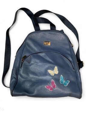 Mario Hernandez Butterfly Genuine Leather Blue Backpack